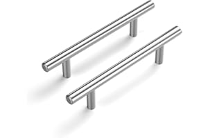 LONTAN 4 Kitchen Cupboard Handles 96mm T-Shaped Kitchen Cabinet Handles for Drawer and Wardrobe Stainless Steel Pulls Suitable for Bedroom, Living Room, Bathroom