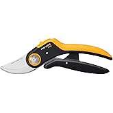 Fiskars Bah&ccedil;e Makası Plus, PowerLever, P721, Taze dallar ve &ccedil;alılar i&ccedil;in, Yapışmaz kaplama, Paslanmaz &ccedil;elik bı&ccedil;aklar, Uzunluk