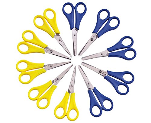Betzold Scheren-Set 10-teilig, abgerundet und spitz, aus Edelstahl, mit bunten Griffen - Kinderschere Schere Bastelschere basteln ausschneiden Kinder Kindergarten Kinderkrippe Gruppenset Scherenset