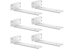 zhongko Regalhalterung 6Pcs Schwerlastwinkel 12 Zoll für Holz Diele Regalträger Schwarz Schwerlast Metall L Regalbrett Halterung für Wand Montiert (Weiß, 30cm-6pcs)