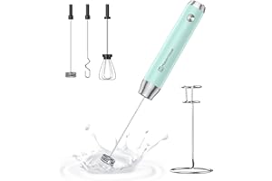 ‎MAESTRI HOUSE Maestri House Wiederaufladbarer Milchaufschäumer mit Ständer, elektrischer Handschaumbereiter, wasserdicht, abnehmbarer Schneebesen aus Edelstahl, Getränkemixer-Aufschäumer für Latte, Cappuccino