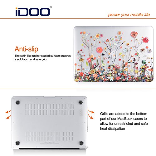 iDOO MacBook Schutzh  lle   Hard Case Cover Laptop H  lle  F  r MacBook Air 13 Zoll  A1369 A1466  - matt  Blumen