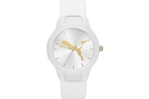 Puma Reloj para mujer Reset, movimiento Three Hand Date, caja de policarbonato blanco de 36 mm con correa de silicona, P1011