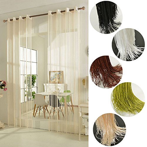 Fadengardine Fadenstore Vorhang mit Ösen Raumteiler 140 x 250 cm, Weiß - 2