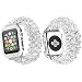 Produktbild Qianyou Watch Armband mit Hülle,38mm Perlenarmband Apple Watch Elastisches Uhrenarmband Armbänder mit Edelstahl Case Kompatibel für Apple Watch Series 1 Series 2 Series 3 Sport Edition Nike+,Weiß