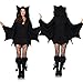 Price comparison product image Alljoin Halloween Cosplay Jumpsuit for Women Black Sexy Batman Hooded Jumpsuit Party Costume Vampire Uniform (L)