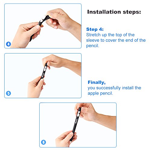 eBoot Bleistift Haut Kasten Hülse Handgriff Schutzhülle Stifteetui für 9,7 und 12,9 Zoll IPad Pro Apple Bleistift, Schwarz - 6