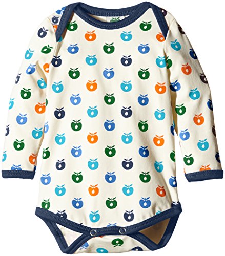 Smafolk Unisex Baby Body Long Sleeve Mini Multi Apples Floral Blouse, Turquoise, 6-9 Months (Manufacturer Size:74)