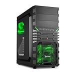Sharkoon VG4-W Grün PC-Gehäuse mit Window Kit (2x USB 3.0, 2x USB 2.0, ATX) schwarz/grün