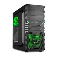Sharkoon VG4-W Grün PC-Gehäuse mit Window Kit (2x USB 3.0, 2x USB 2.0, ATX) schwarz/grün