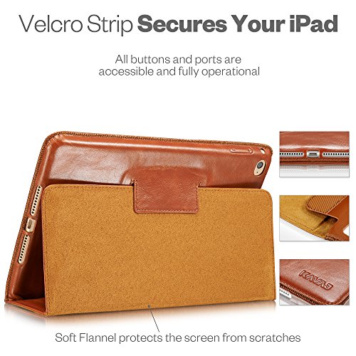 KAVAJ iPad mini 4 Hülle Echtleder Case „Berlin“ für das Apple iPad mini 4 Cognac-Braun aus echtem Leder mit Stand und Auto Schlaf/Aufwachenen Funktion. Dünnes Smart-Cover Schutzhülle Tasche Lederhülle - 5