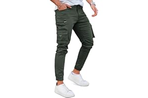 GINGTTO Pantalones Cargo Hombre Slim fit Elásticos Pantalón Largos Jogger para Hombres con Bolsillos