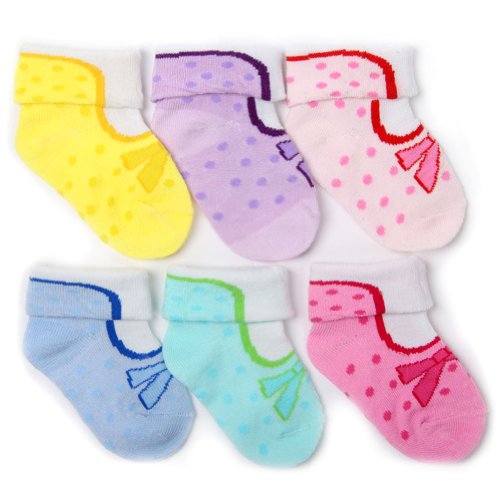 3 Pair Baby Girl Ribbon Ballet Shoe Print Socks Booties