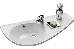 Lavabo angular grande | Lavabo suspendido con orificio para grifo y rebosadero | Para encimera | Avocado 85 x 45 cm (derecha, izquierdo) | RAVAK (Derecha)