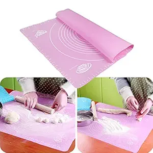 ON GATE Silicone Baking Mat Cooking Plate, Fondant Dough Rolling Kneading with Scale Grill Pad Tools, 50x40cm (Multicolour) 1-pc