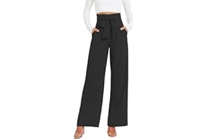 DayaEmmoTQ Pantalon Habillé pour Femme avec Ceinture - Pantalon de Costume Taille Haute à Jambe Large pour Femme de Bureau, Pantalon Palazzo Élégant pour Affaires et Loisirs