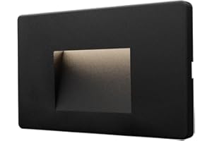 Braytron 3W LED Treppenlicht Treppenbeleuchtung Treppenleuchte Stufenlicht Stufen Leuchte Wandbeleuchtung Innen Außen IP65 Warmweiß Energieeffizient Wetterfest Modern Stufenbeleuchtung (Eckig Schwarz)