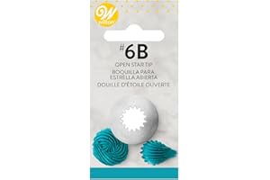 Wilton Beccucci in Acciaio Inox #6B Stella Aperta Cardata, Beccucci Sac a Poche, Piping Tip Riutilizzabile per Decorare Torte, Cupcake, Biscotti, Pasticcini