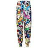 Janisramone Womens Ladies New Printed Cuffed Bottom Ali Baba Harem Pants Baggy Trousers Leggings