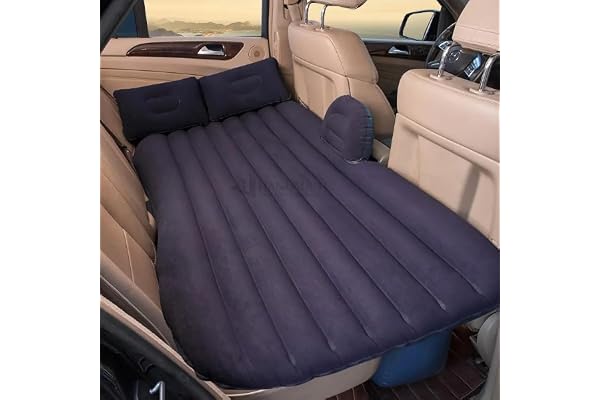 Premium Car Inflatable Bed with Pump & 2 Air Pillow Quick Inflatable Back Seat Bed Car Inflatable Mattress Car Bed Mattress Car Bed For Kids,Travel,Trip,Camping,Picnic,Pool & Beach Universal Fit Black