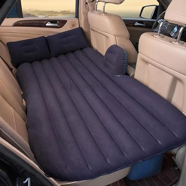 Umbrauto SUV Air Mattress For Trunk Camping - Flocking Top, Extra Thick Bottom, Includes Pump & Pillows