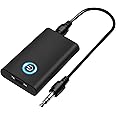 Bluetooth 5.0 Transmitter and Receiver, 2-in-1 Wireless 3.5mm Adapter Mini Portable 3.5mm Jack, Low Latency for PC/TV/Car Sound System/Wired Speakers