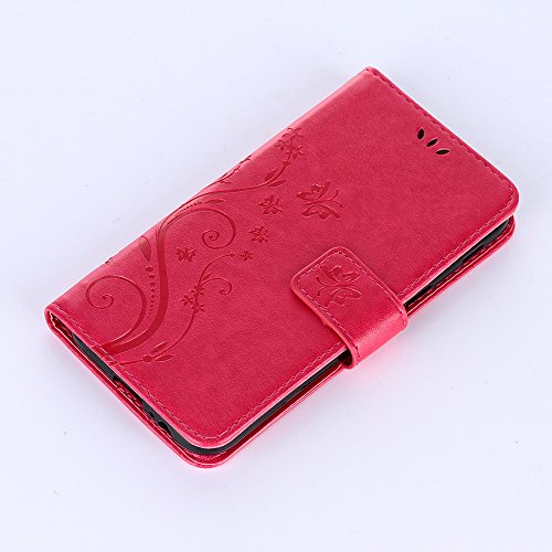 Samsung Galaxy A5 ( 2017 ) Hülle, Samsung Galaxy A5 ( 2017 ) Schutzhülle, Alfort 3 in 1 Lederhülle Fashion Design Premium PU Leder Hohe Qualität Tasche Case Cover Kasten Abdeckung Wallet für Samsung Galaxy A5 ( 2017 ) 5.2″ Smartphone Funktion Standfunktion Unterstützte Telefone und Magnetverschluss mit Schmetterling ( Rote ) + Alfort Schwarz Stylus Pen - 6
