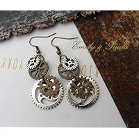 2 Ohrringe Steampunk Industrial Style Zahnräder Technik Ohrhänger