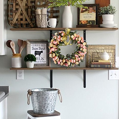 MIHOUNION 36cm künstliche Kranz Seiden kunstblumen Blütenkranz Emulation Rosen Blumenkranz Anordung küche Wand Türen Fenster Sogar jedes Zimmer Dekoration - 5