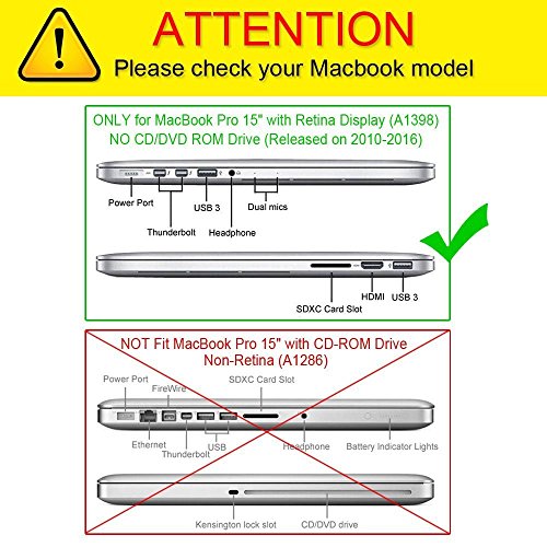 Fintie MacBook Pro 15 Retina H  lle  NO CD-ROM Drive  - Ultrad  nne Hochwertige Matt Gummierte Hartschale Tasche Schutzh  lle Snap Case f  r Apple Mac