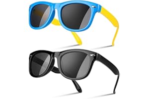 umorismo Sonnenbrille für Kinder 2 Stücke Polarisierte Sonnenbrille UV400 Schutz Silikon Rahmen Sonnenbrille für Jungen MäDchen Und Kinder Alter 3-12 Jahre