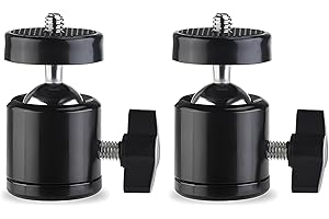 XLWEN Mini Trépied Rotule, 2 Pièces Mini Rotative Rotule,Tête de Trépied,avec Trou Fileté 1/4", Adapté aux Appareils Photo Reflex, Caméscopes, Supports D'éclairage, Monopodes, Trépieds (Noir)