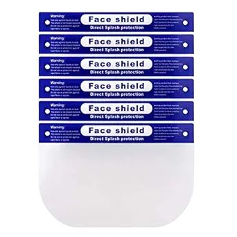 COMMUNIS 5 Pcs Reusable Safety Face Shield Anti-fog ProtectiveFace Shield Universal Transparent Full Face Protection Visor Anti-Spitting Splash Facial Cover for Men & Women (KBX00184-6)