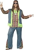 Smiffy's 26527XXL - Herren Hippie Kostüm, Größe: XXL, mehrfarbig