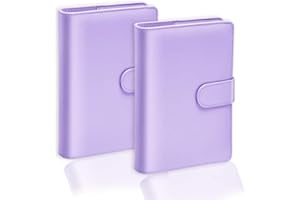 HAOHAI 2 A6 PU Cuir ordinateur portable, portfolio a6 en pu cuir, porte documents multifoncti, classeurs à feuilles A6 en cuir PU avec boucle magnétique Classeurs à anneaux (Lavande)