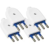 4 Pezzi Spina Elettrica, Spina 2P+T 250V, Spina Italiana Piatta (Spina Piccola 10A, Bianco)