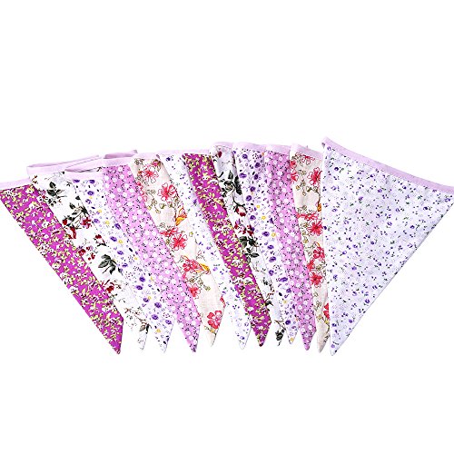 Double Sided Fabric Party Bunting with Vintage Chic Floral Design, 3.8 Meters