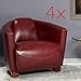 Produktbild 4er Set Gemütlicher Echtleder Clubsessel in bordeaux-rot Antik-Optik Vintage mit angenehmer Polsterung - Relaxsessel Bürosessel Loungesessel Zigarrensessel Sessel Cocktailsessel