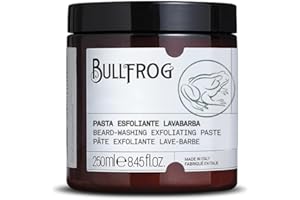 Bullfrog - New Pasta Esfoliante Lavabarba: Detergente Esfoliante con Granelli di Zucchero, Anti-Odore, Fragranza Lavanda e Vetiver, Azione Delicata e Naturale, Made in Italy, 250 ml