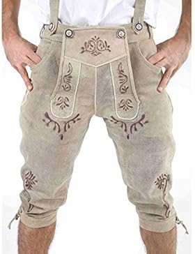 ALMBOCK Trachtenlederhose Herren Kniebund | Original bayerische Lederhose Herren Tracht | Trachtenhose Oktoberfest...