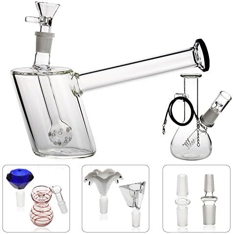 REANICE SALE Recycler Glass Bongs bubbler simple bong 14.5mm bong bowl Height 16cm Transparent+Recycler Glass Bongs hookah small water bong 14.5mm bong bowl Height 11.5cm+bong bowls/bong adapter