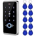 KurDunly RFID Biometric Fingerprint Access Control Keypad, Waterproof Touch Controller DC12V Outdoor Use with 13.56MHz IC Keychains