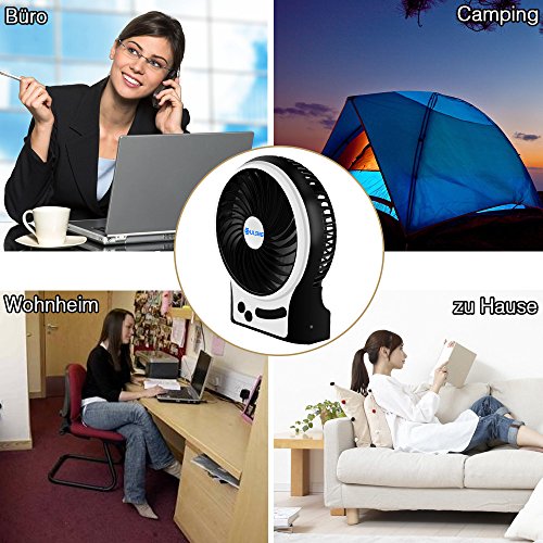 USB Ventilator BENGOO 18650 Akku Tragbarer Mini-Schreibtisch-/-Stand-/-Tischventilator mit An/Aus-Schalter, Elektrisch Wiederaufladbar, Optimal für Laptop Schlafzimmer Büro Draußen Reisen Camping Picknicks, Schwarz. - 7