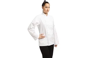Whites Chefs Clothing Vegas Unisex Chefs Jacket Long Sleeve - Large / L - White, Chest Size: 44-46 inch / 112-117 cm, Polycotton, Suitable for Commercial Laundering, A134-L