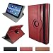 Produktbild Real Leder Case Cover für Odys DUO WIN 10 plus 3G 2in1 Tablet Schutzhülle Etui mit Touch Pen & Standfunktion - 10.1 Zoll Leder Rot 360