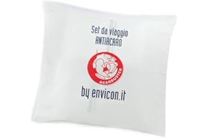 Envicon Acarbuster® Set da Viaggio Singolo con Angoli Avorio 90X200 + 1 Copricuscino 50X80