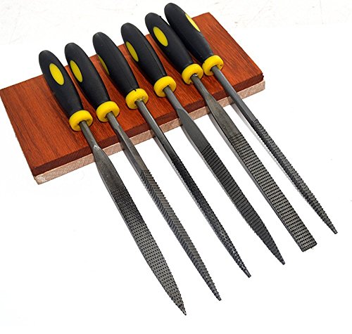 Tily 5 x 180 mm verschiedene Mini Hand Datei Holz Raspel Set mit Gummi Griff (6pcs) - 2