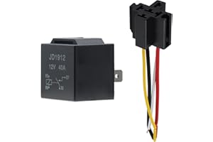 AUKENIEN 12V 4 Broches Voiture Relais 40A SPST JD1912 Relay avec Faisceau de Câble Coloré pour Moto Camion Bateau Paquet de 1