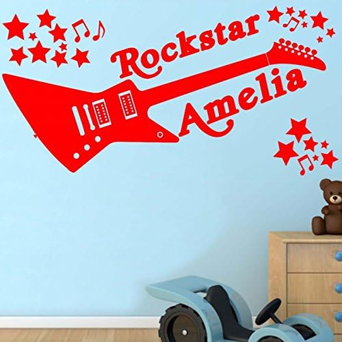 Windsor Designers Rockstar Personalised Any Name, Wall Sticker, Transfer, DECAL WallArt Kids Bed -LARGE -SIZE 120cm x 60cm -Black
