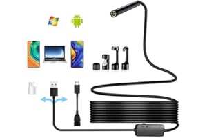HYDREAM USB Endoscope,Inspection Camera Borescope 1200P 3 in 1 HD 2 MP CMOS Waterproof Snake Camera Pipe Drain with 8 Adjustable Led Light for Android,Computer,Smartphone,Samsung,Windows,Tablet,Pc-16.4 ft/5M